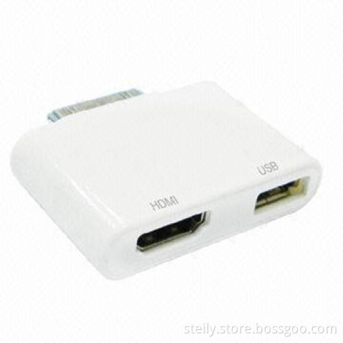 30-pin to HDMI® and USB Interface HDMI® Adapter for iPad/iPhone, Plug-and-Play Function
